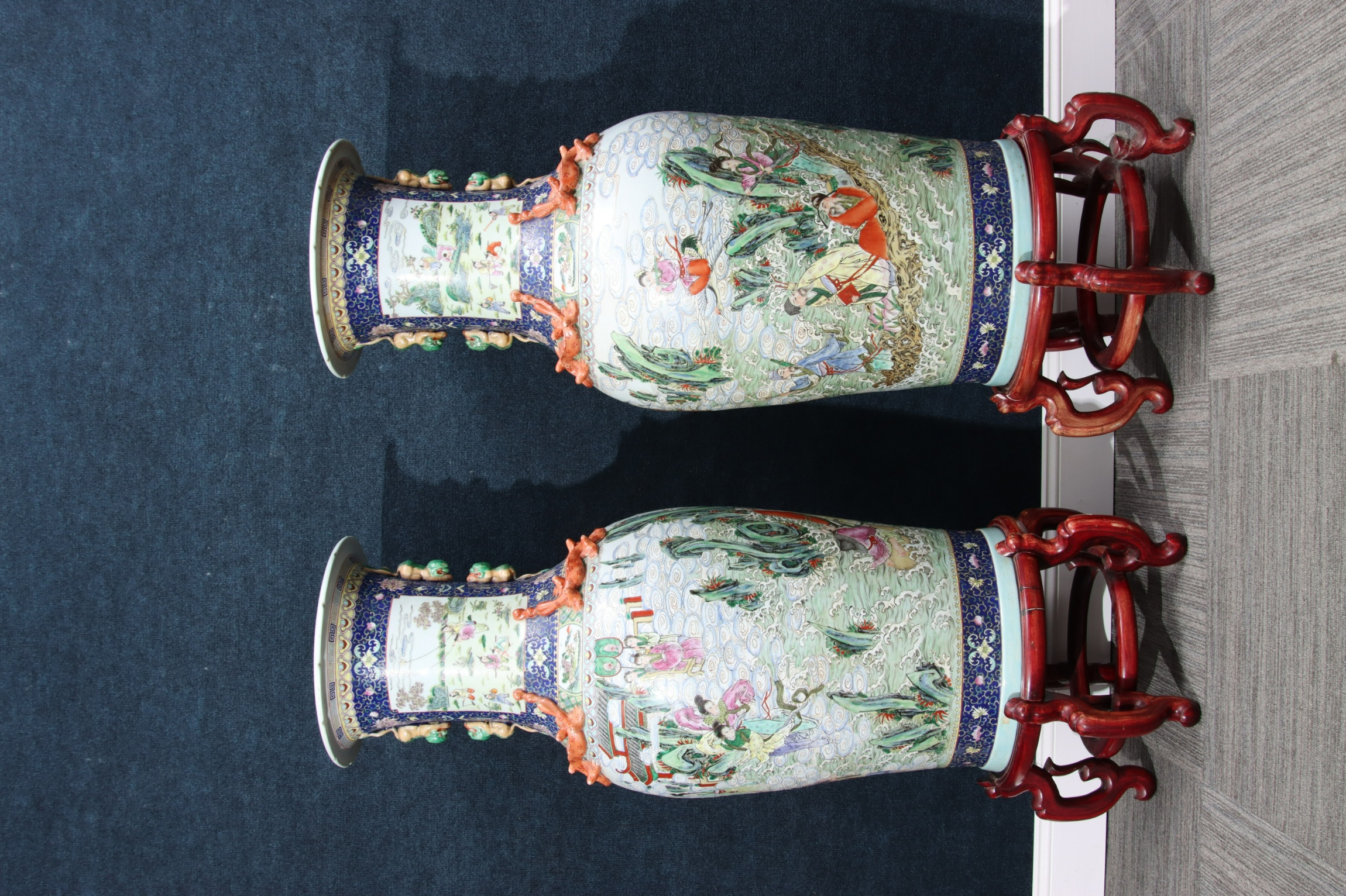 Monumental Chinese Floor Vases on Stand - Image 4 of 9