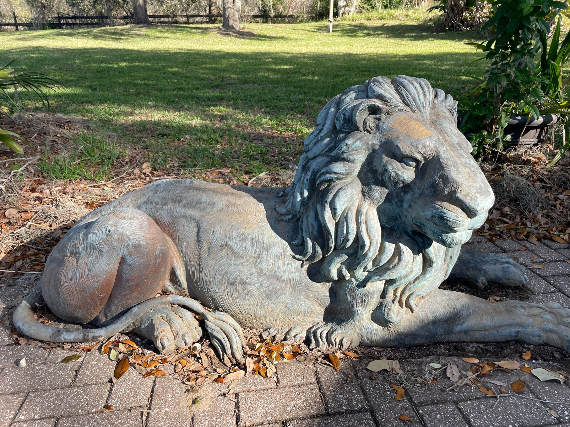 Pair, Monumental Bronze Recumbent Lions - Image 8 of 8