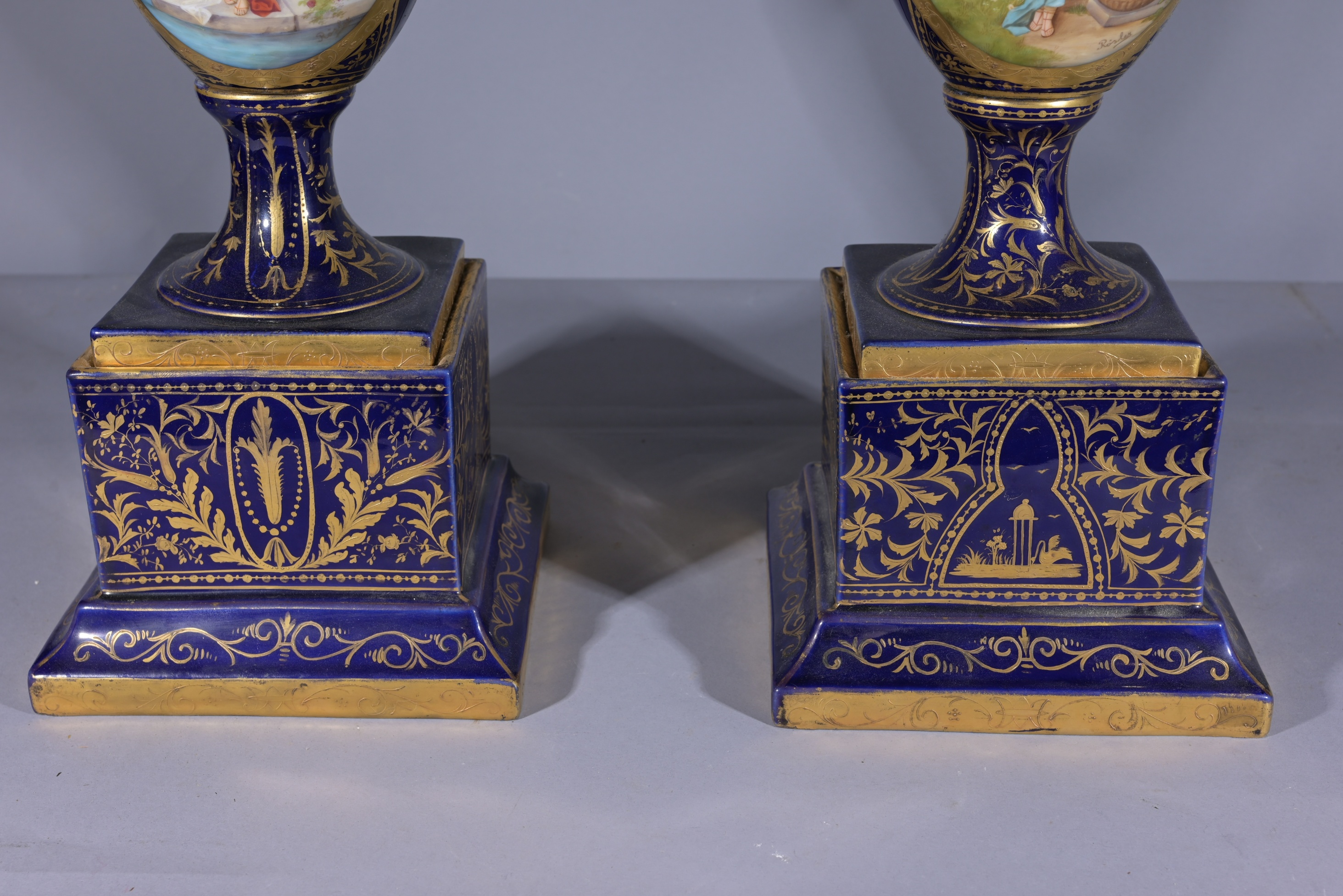 Pair of Royal Vienna Porcelain Lidded Urns - Image 4 of 11