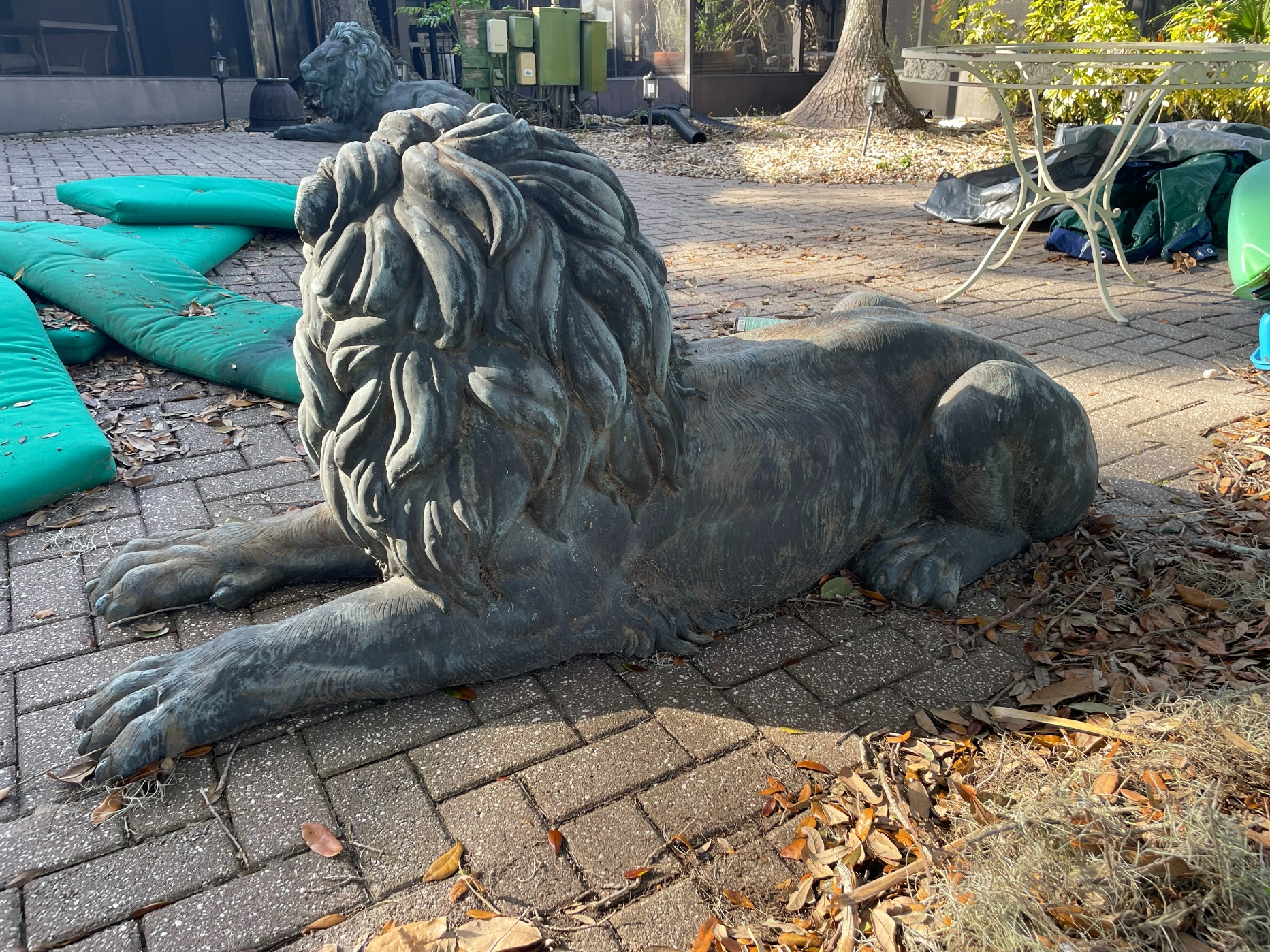 Pair, Monumental Bronze Recumbent Lions - Image 3 of 8