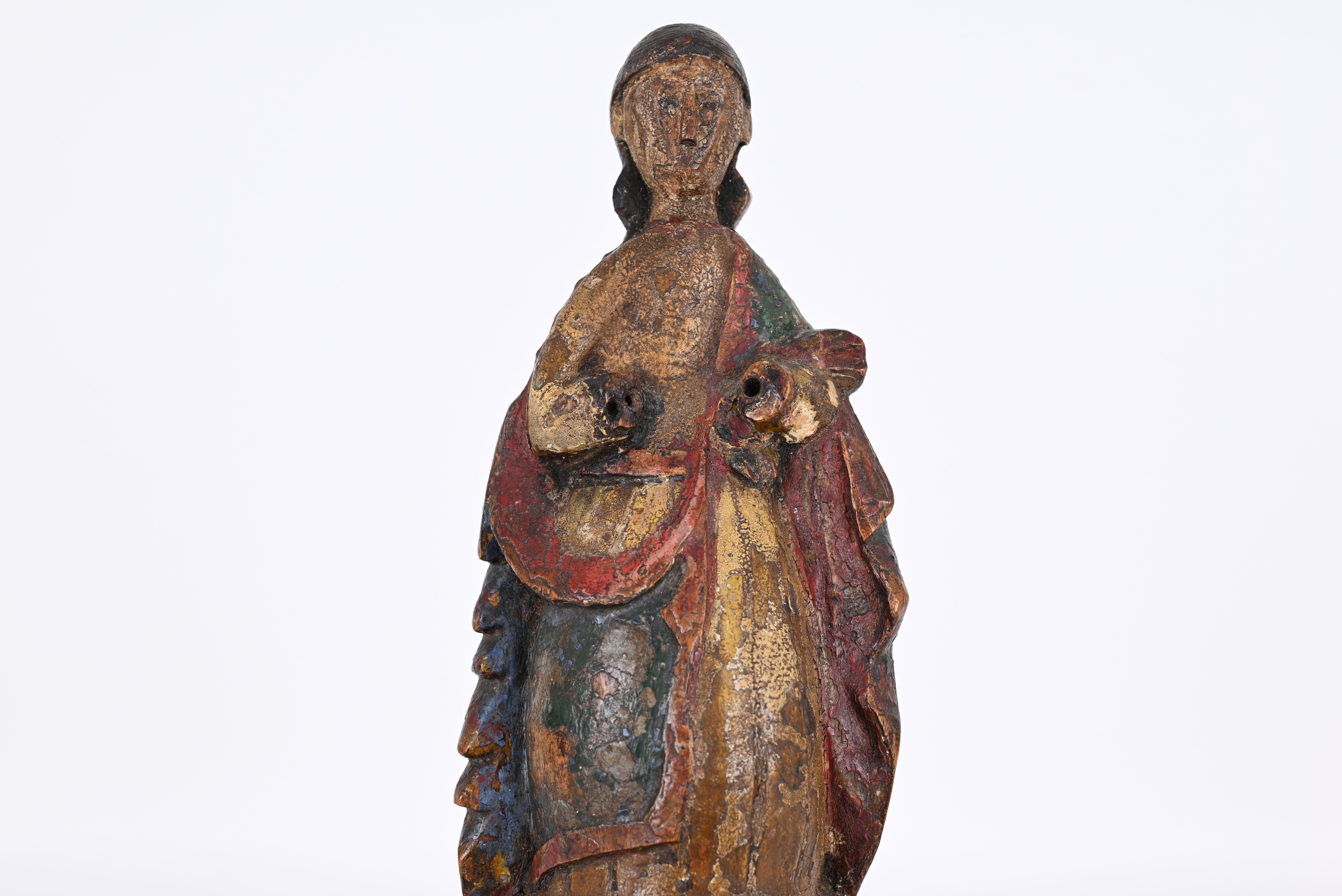 Antique Spanish School Carved Polychrome Figure - Image 8 of 9