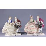 (2) German Porcelain Lace Figurine Groupings