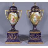 Pair of Royal Vienna Porcelain Lidded Urns