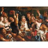 Monumental Old Master, "The King Drinks" Painting
