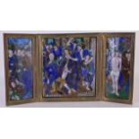 18th/19th C. Enamel Triptych "Betrayal of Jesus"