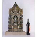 Polychrome Tibetan Carved Wood Shrine