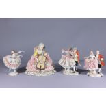 (4) Dresden Porcelain Lace Figurines