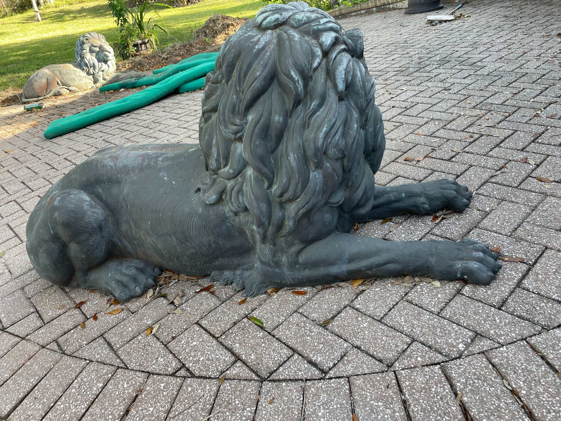 Pair, Monumental Bronze Recumbent Lions - Image 4 of 8