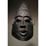 Early 20th C. Igbo Ojukwu Helmet Mask