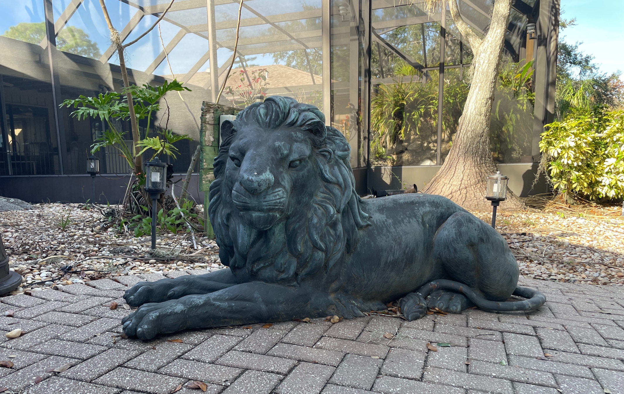 Pair, Monumental Bronze Recumbent Lions - Image 5 of 8