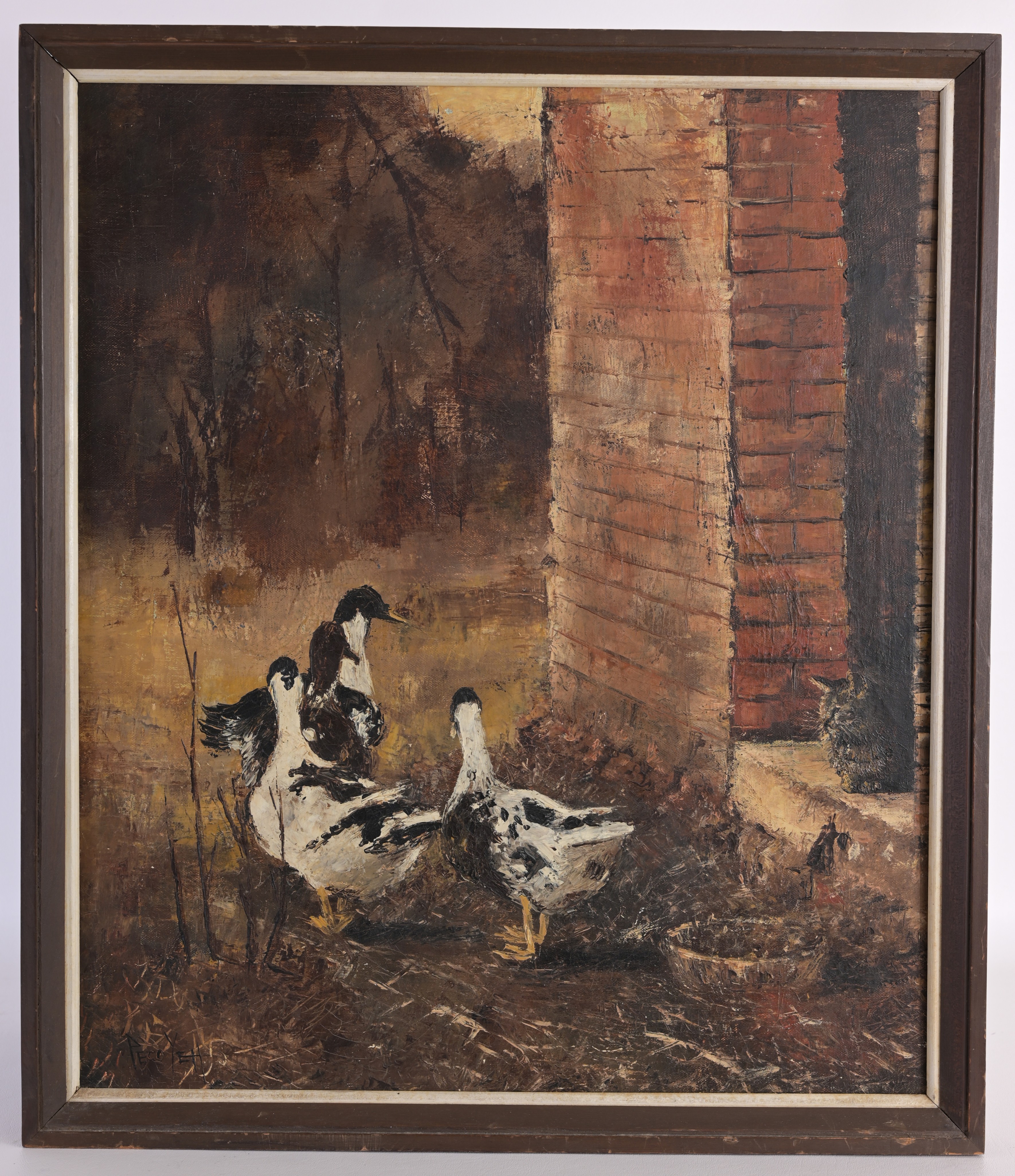 Peco Yeh (20th C.) "Cat and Geese" - Image 2 of 5