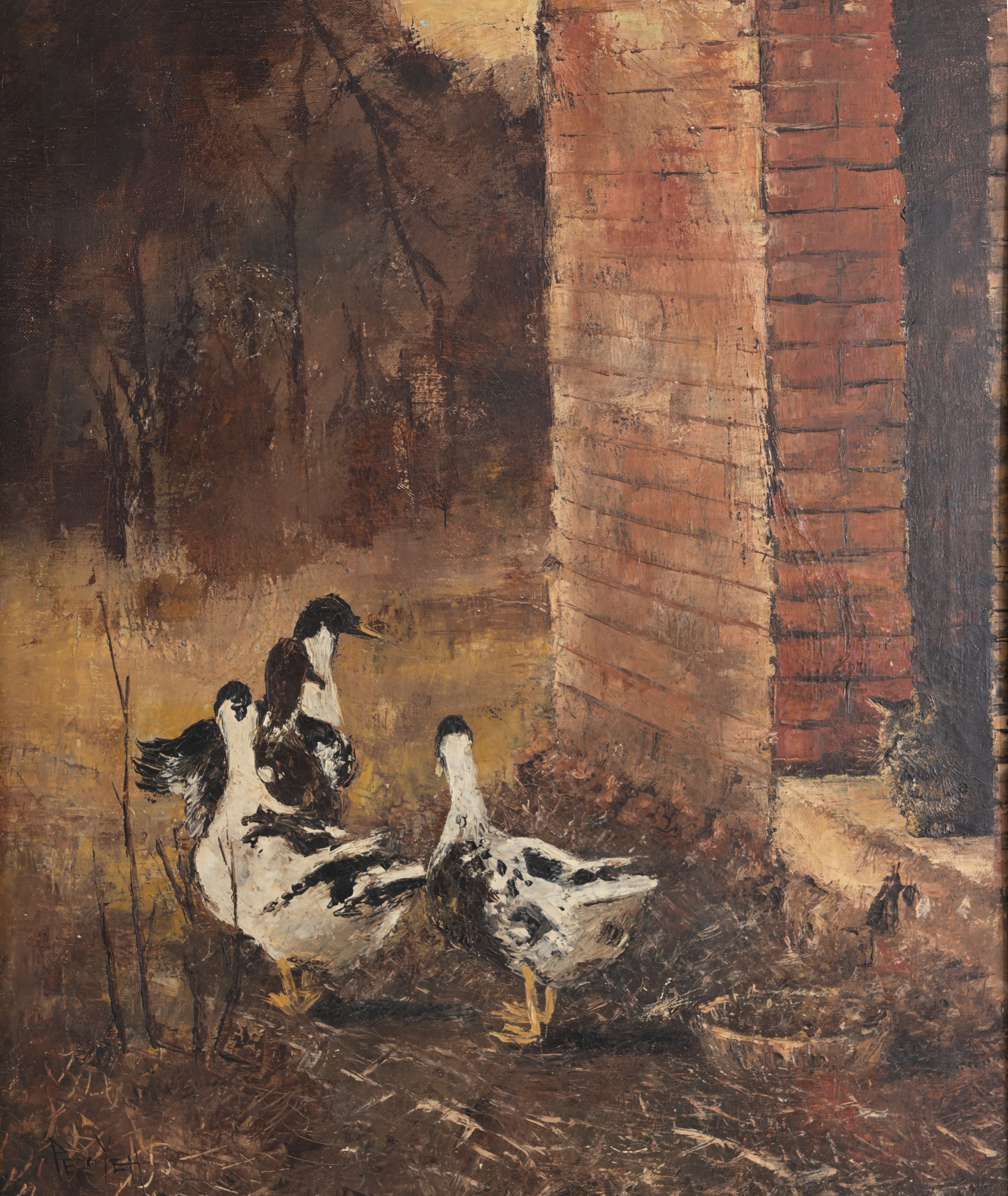 Peco Yeh (20th C.) "Cat and Geese"