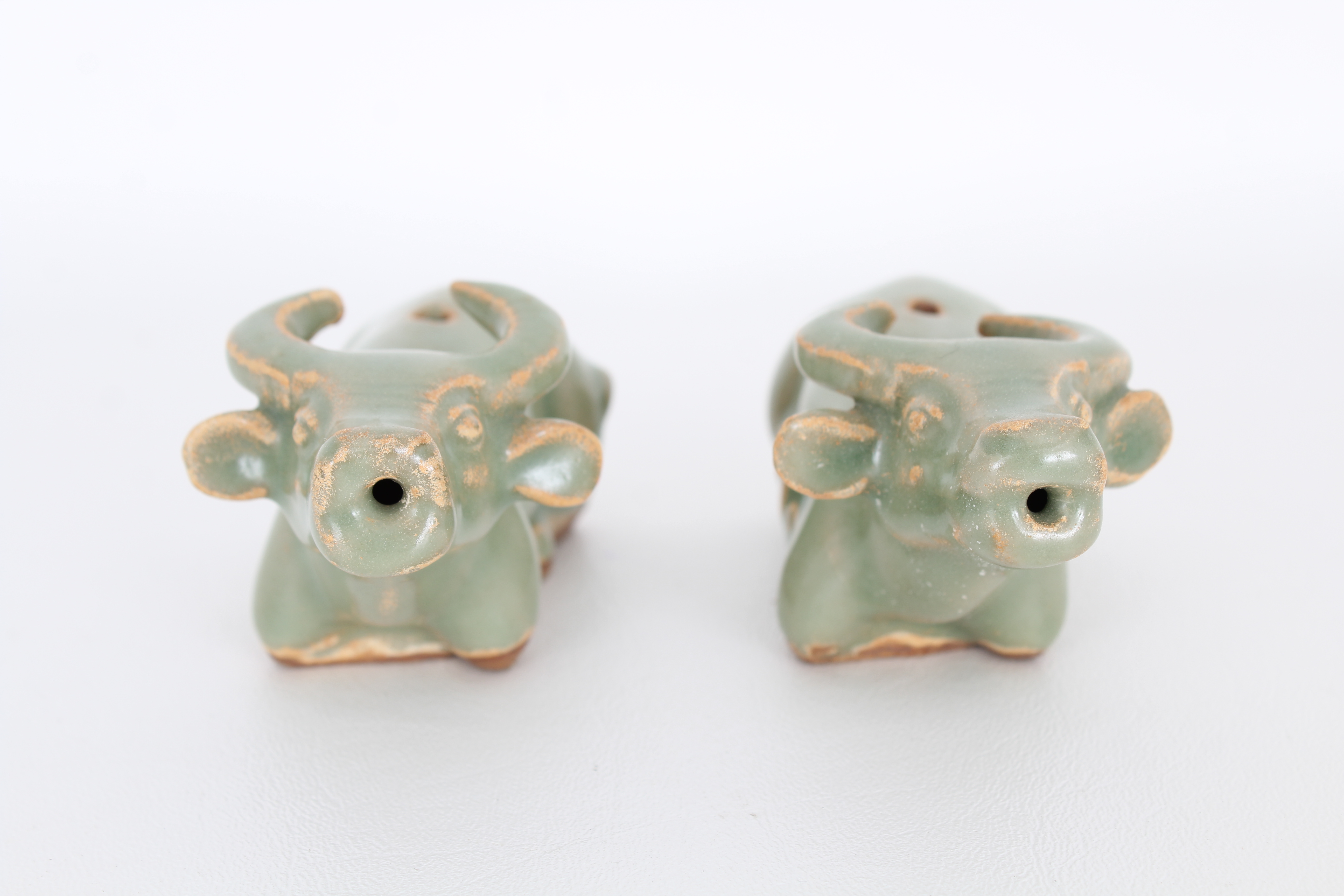 Pair, Chinese Longquan celadon figures - Image 3 of 8