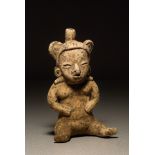 Preclassic Maya Seated Whistle Figure