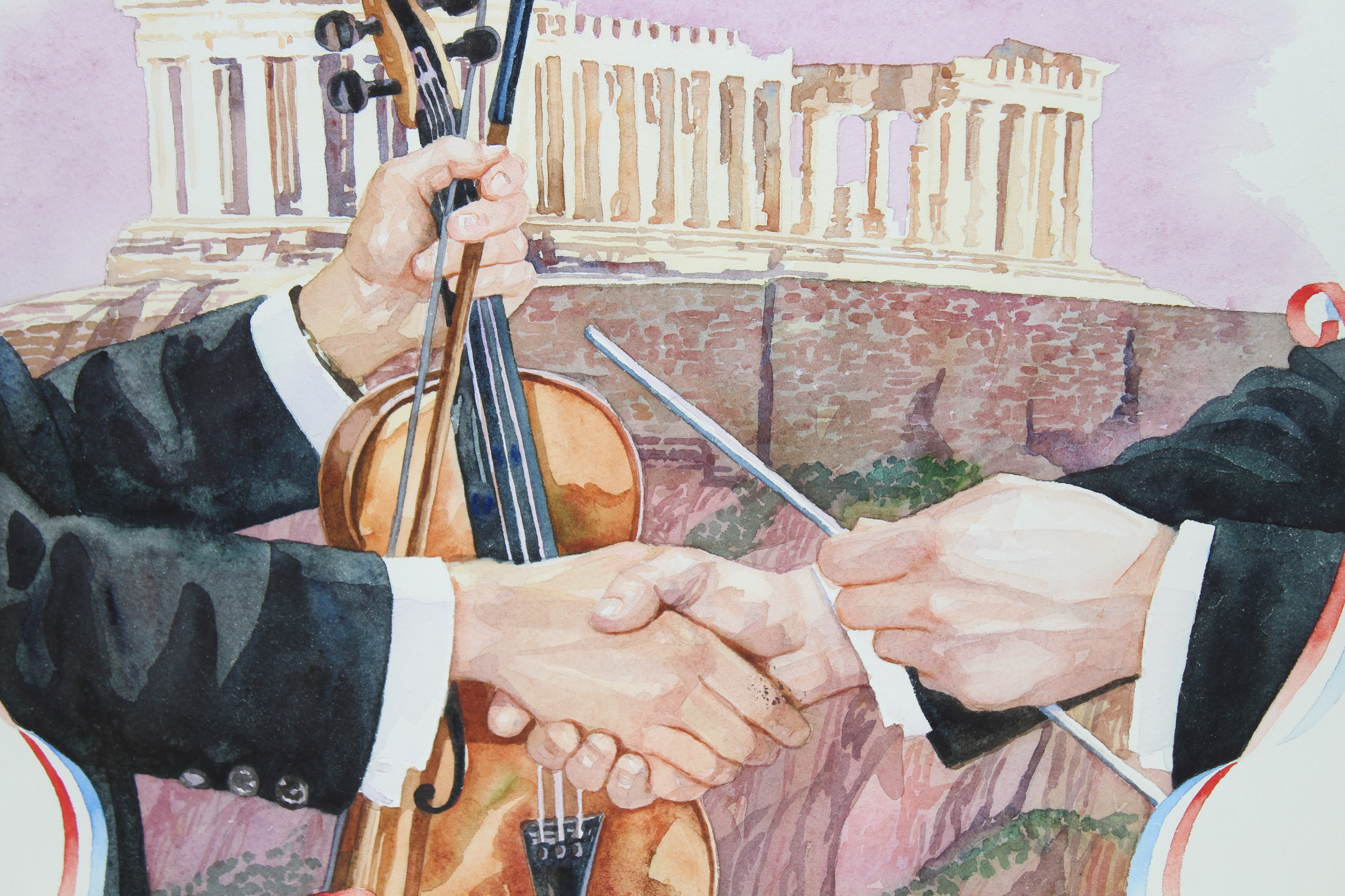 Brian Sanders (B. 1937) British Orchestra, Greece - Image 2 of 3