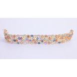 14K Gold Colored Sapphire & Diamond Bracelet