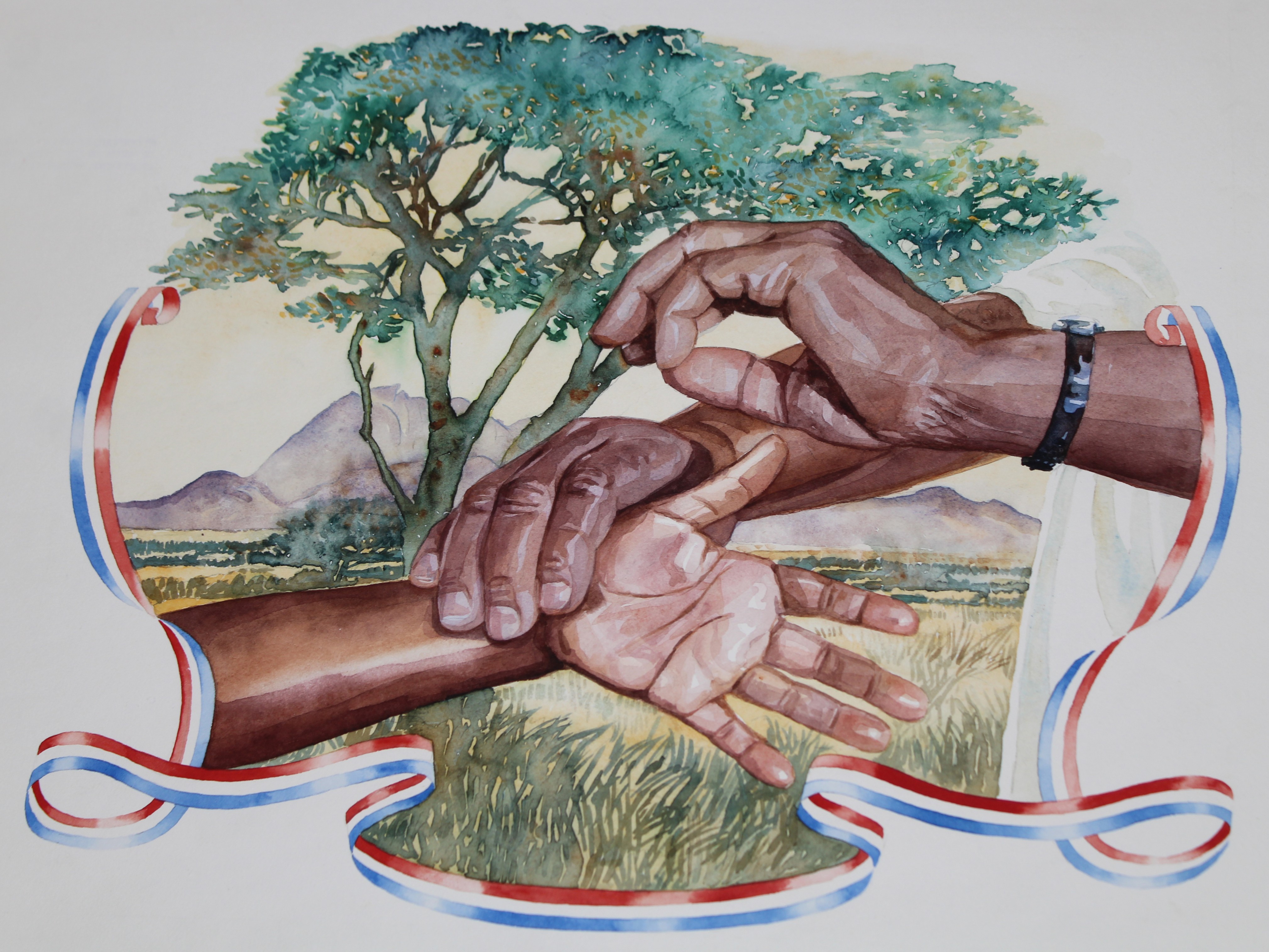 Brian Sanders (B. 1937) Medical Assistance, Africa