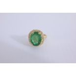 18K Gold Emerald & Diamond Ring