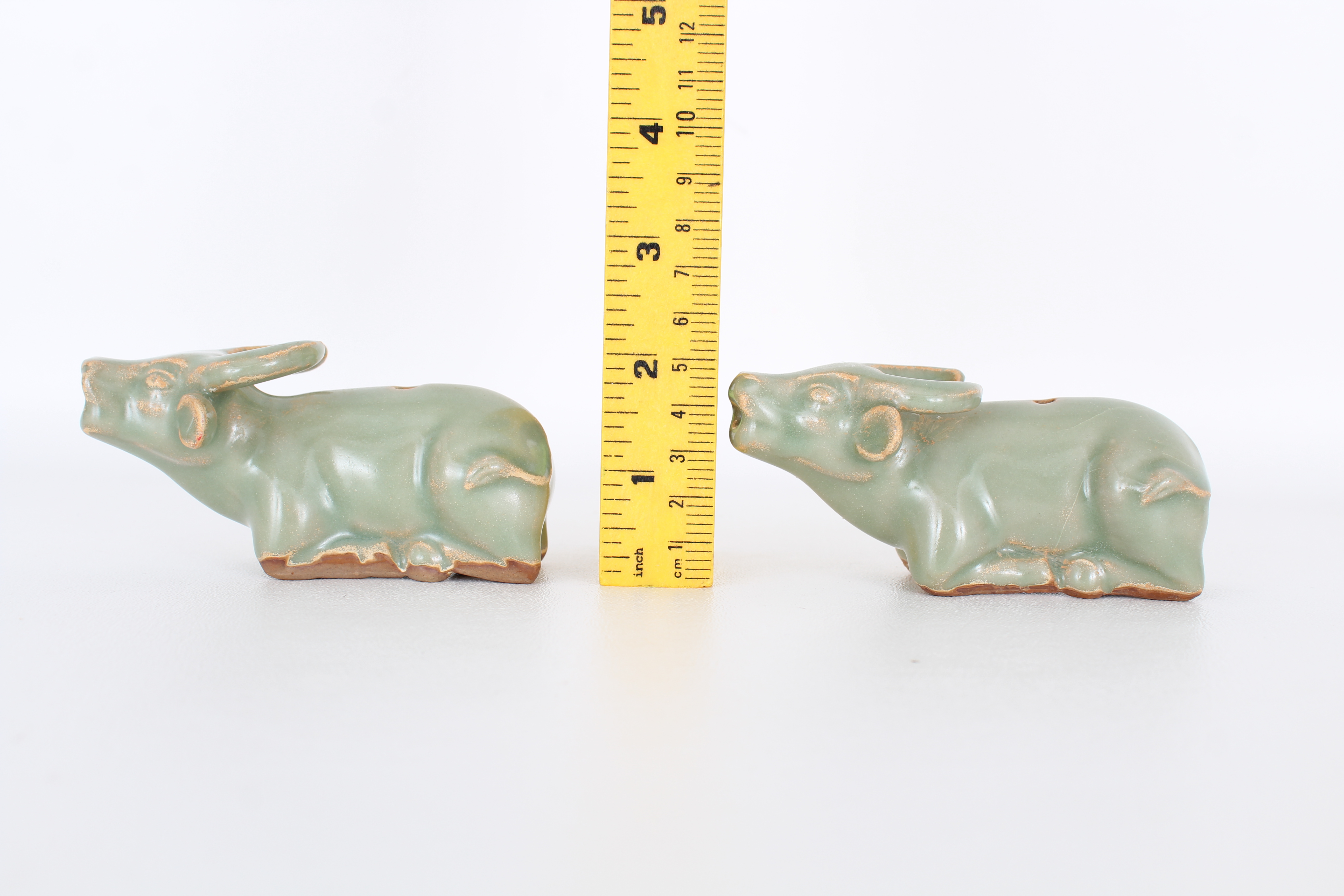 Pair, Chinese Longquan celadon figures - Image 8 of 8