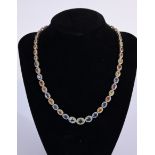 14K Gold Colored Sapphire & Diamond Necklace