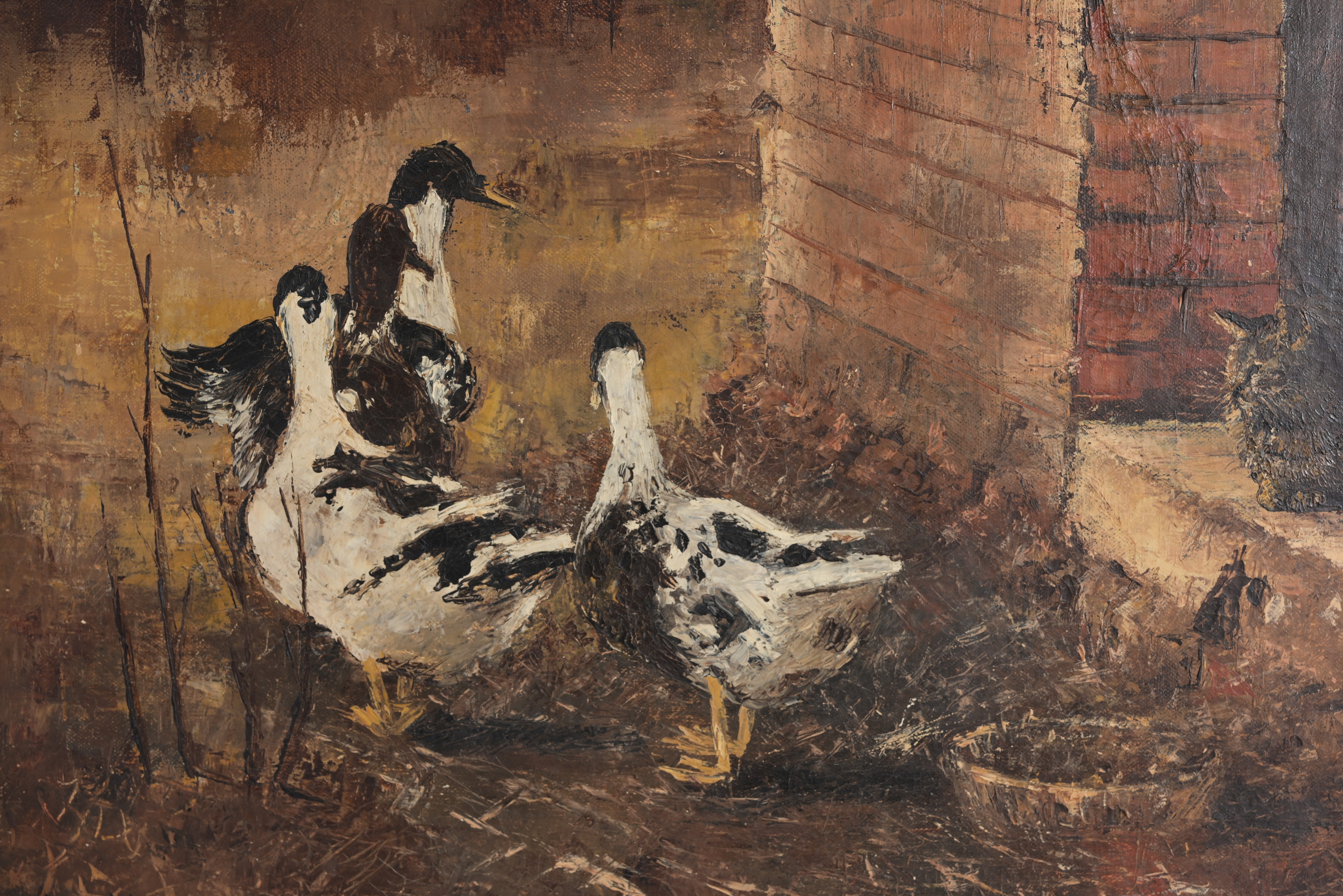 Peco Yeh (20th C.) "Cat and Geese" - Image 3 of 5