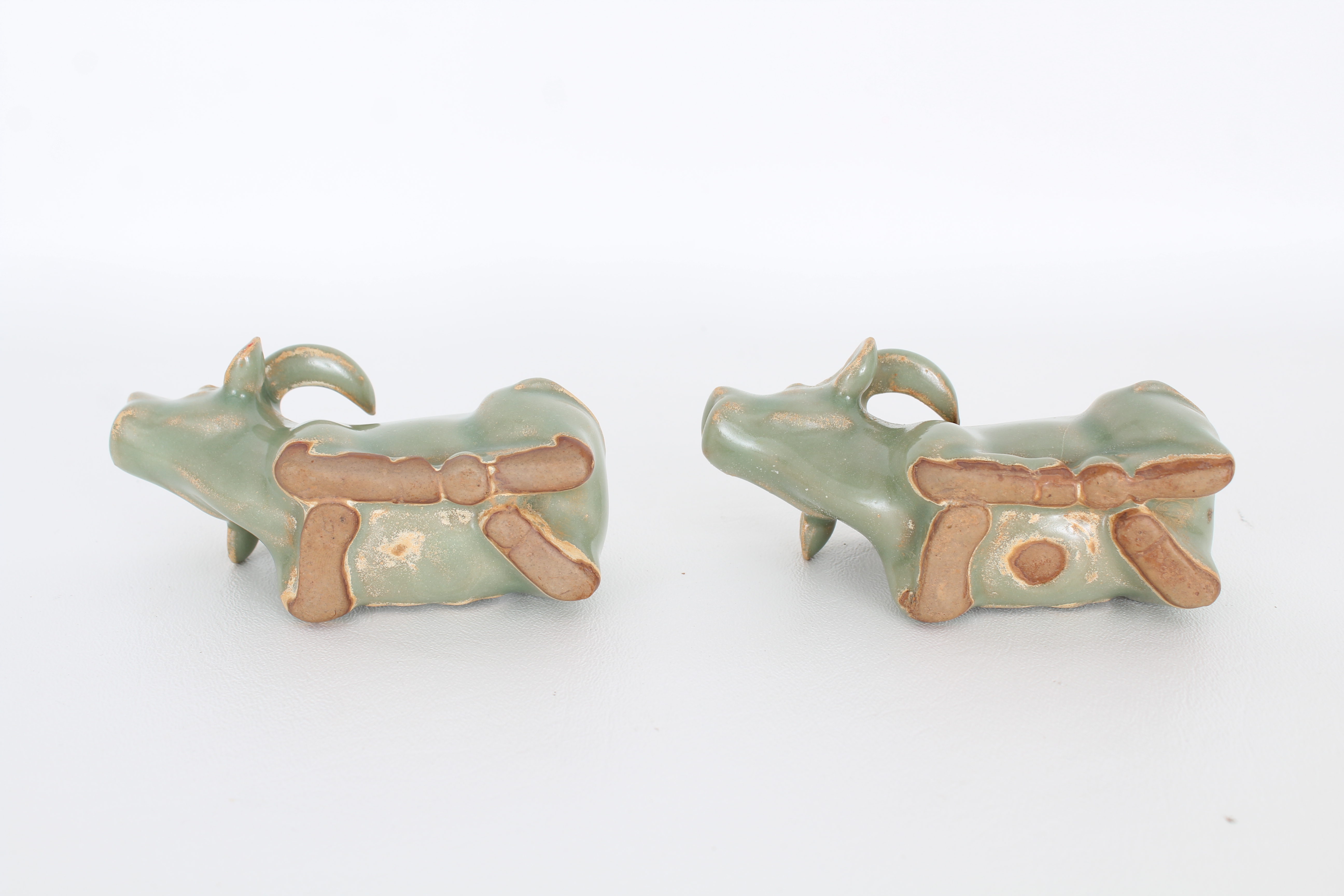 Pair, Chinese Longquan celadon figures - Image 6 of 8