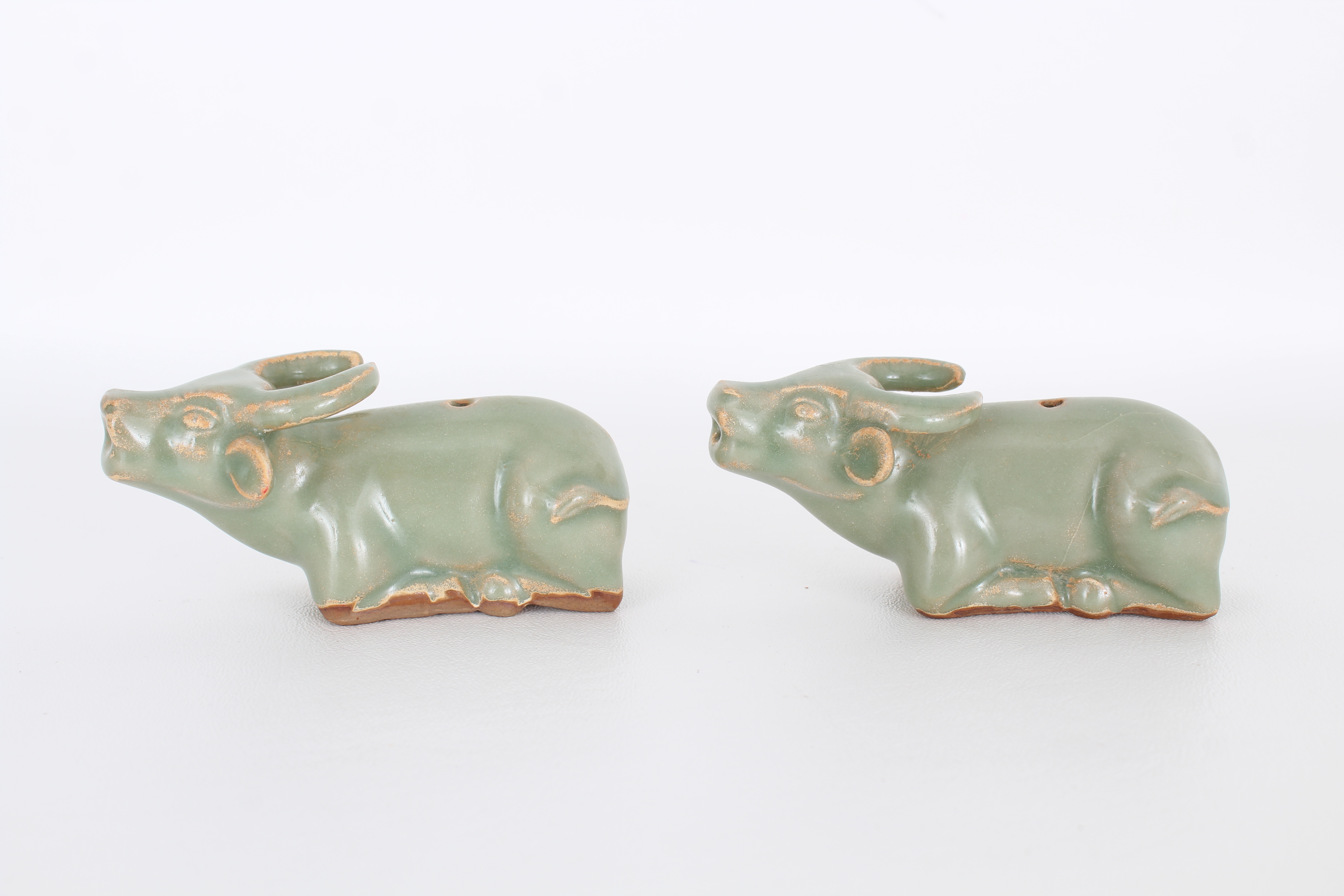 Pair, Chinese Longquan celadon figures