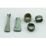 (5) Pre-Columbian Copper Jewelry Items - Peru