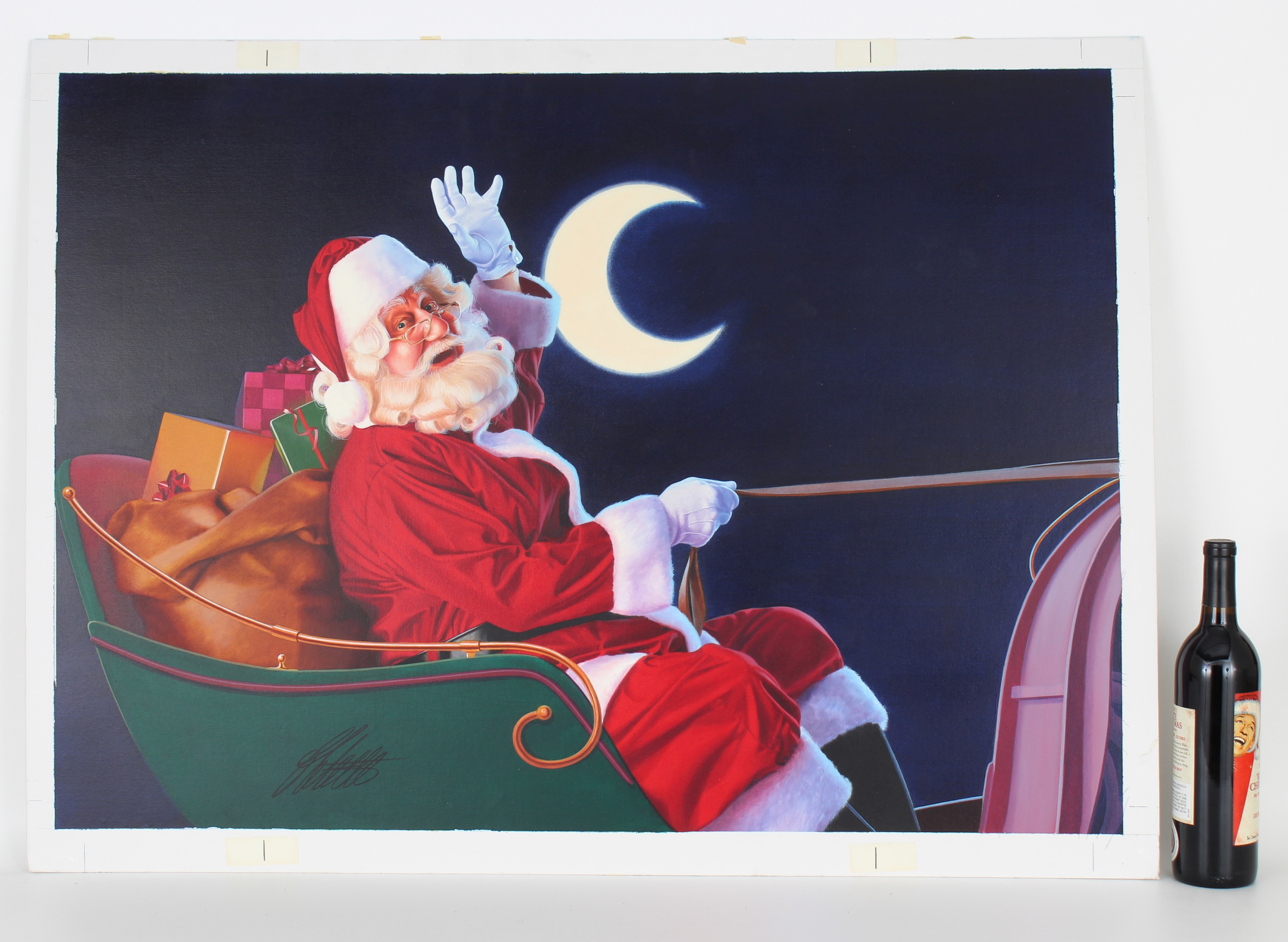 Ed Little (B 1957) "Santa Claus in His Sleigh" Oil - Image 2 of 5