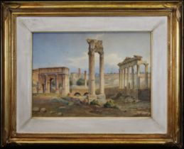 Girolamo Gigli (Italy 19th C) Watercolor of Ruins