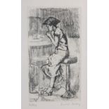 Isabel Bishop "Girl at Soda Fountain" - Etching