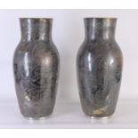 Pair of Silvered Japanese Vases