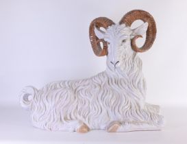 Italian Glazed Terracotta Figure of a Ram