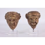 (2) 17th C. Italian Hand Carved Gilded Wood Satyrs
