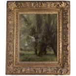 Signed Corot, Wooded Landscape Painting