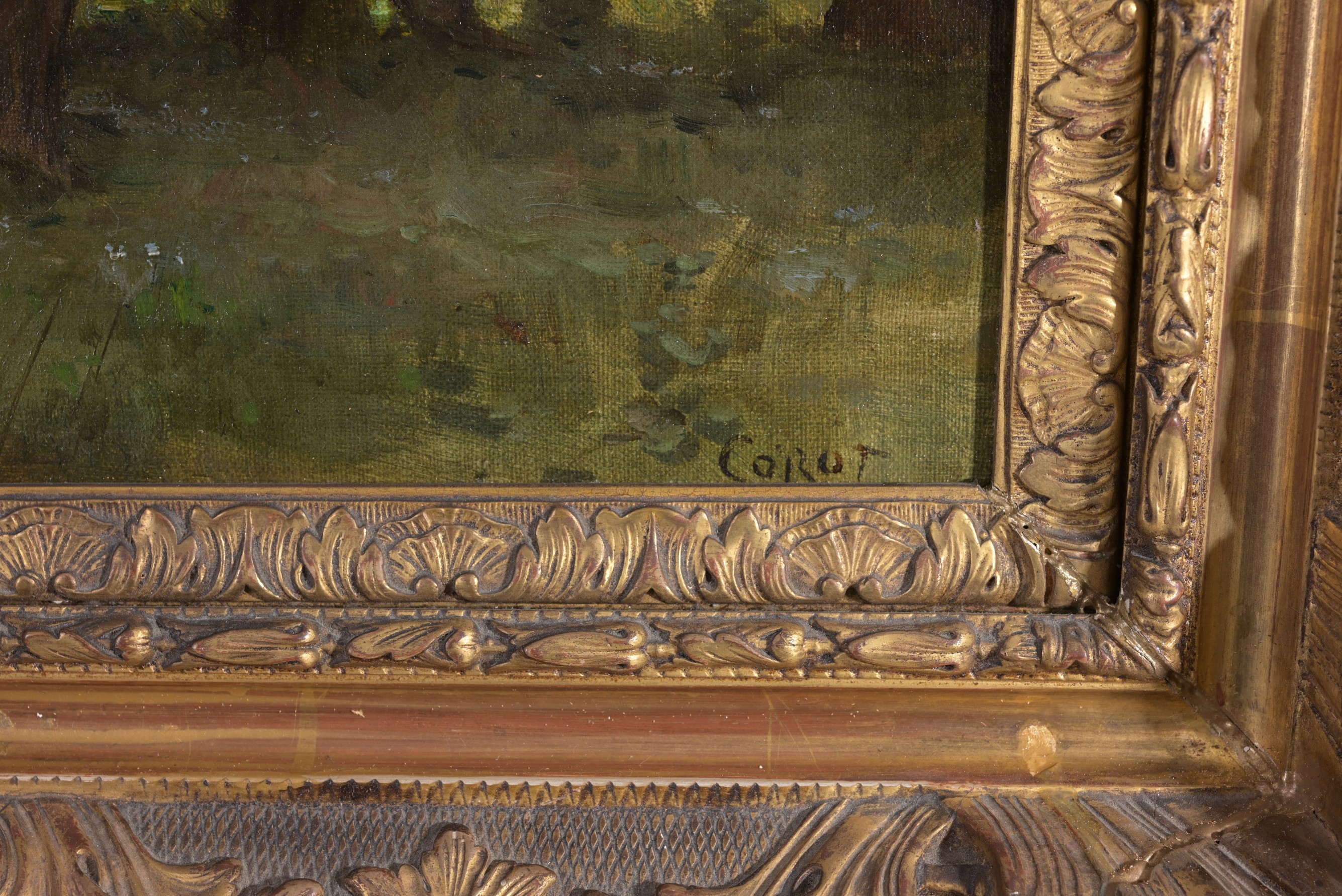 Signed Corot, Wooded Landscape Painting - Bild 3 aus 4
