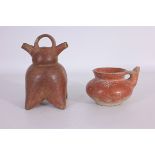 Pair of South American Terracotta Drinking Vessels