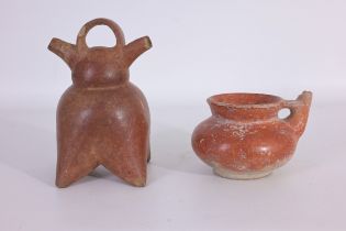 Pair of South American Terracotta Drinking Vessels
