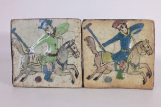 Pair of 19th Century Persian Qajar Glazed Tiles