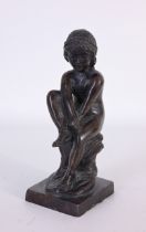 Antique Bronze of Seated Boy