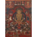 Rare 15th C. Western Tibetan Thangka, Amitayus