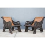 Pair, Antique Anglo-Indian Carved Chairs