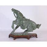Chinese Spinach Jade Carved Horse