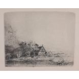 Rembrandt Etching "Landscape with a Cow Drinking"