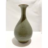 Chinese Carved Longquan Pear-shaped Vase