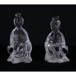(2) Large Chinese Rock Crystal Figures, Qing