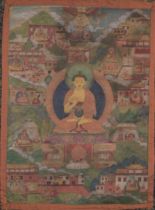 Antique Tibetan Thangka, Shakyamuni Buddha