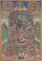 Antique Tibetan Thangka, 5 Kings
