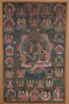 Early Antique Tibetan Thangka, Green Tara. Signed