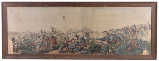 19th C. Native American Battle Scene Watercolor